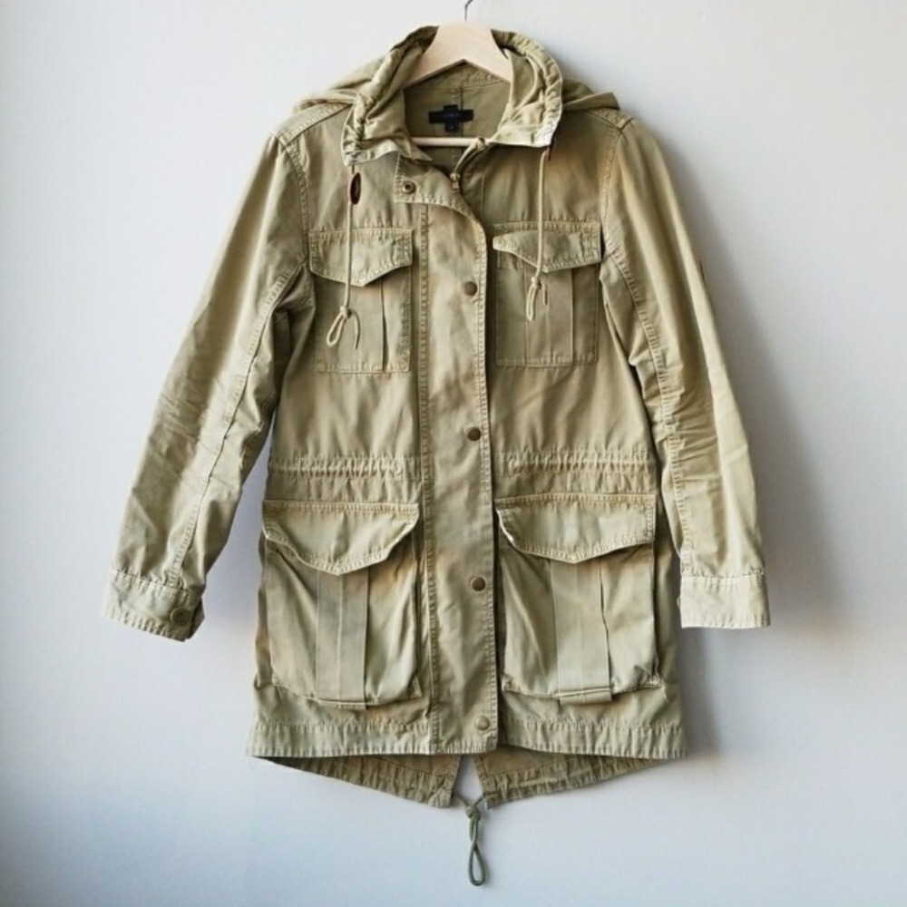 J Crew Fatigue Green Hooded Military Jacket